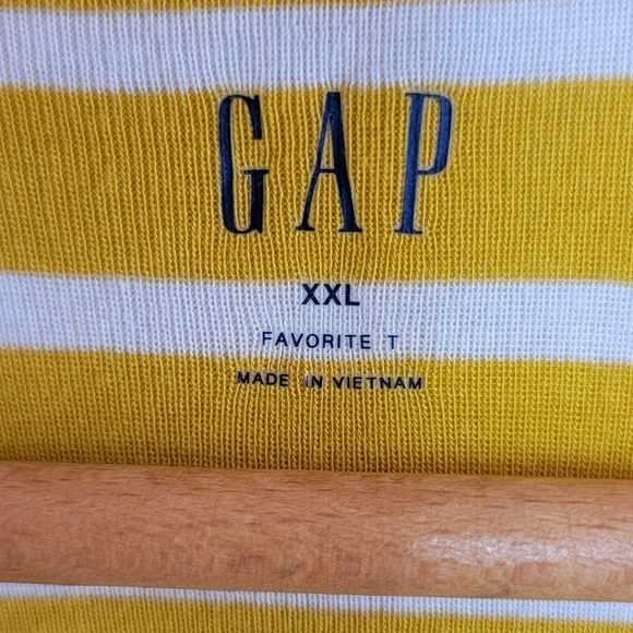 NWT Gap | Yellow White Striped Long Sleeve Scoop Neck Favorite Tee Size XXL - Picture 3 of 4